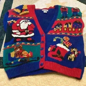 Gallagher Christmas sweater women’s medium cardigan “ugly Christmas sweater “